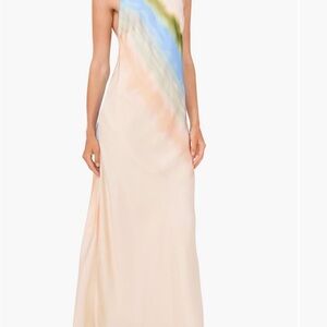 Elegant Cream and Blue Women's Dress